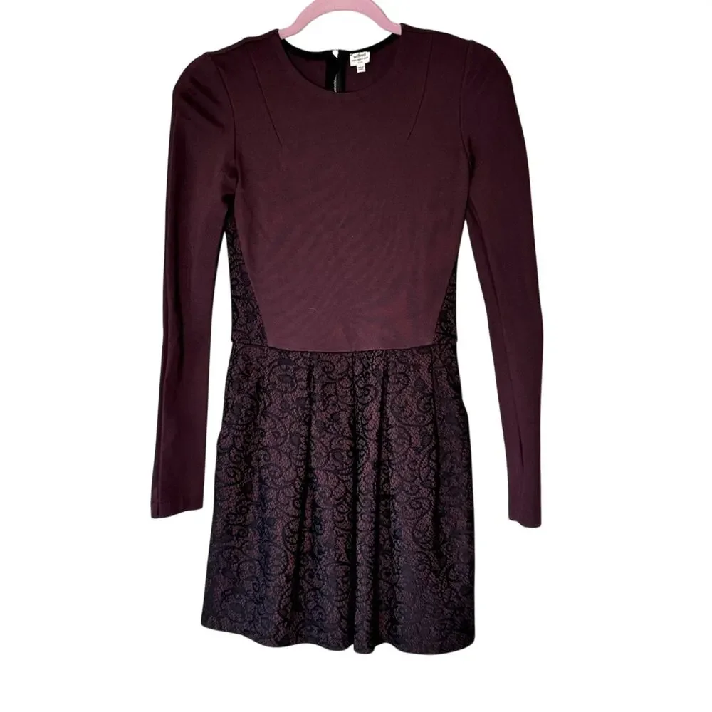 Wilfred Aritzia Burgundy Long Sleeve Mini Dress Womens 2 Fall Casual Pockets